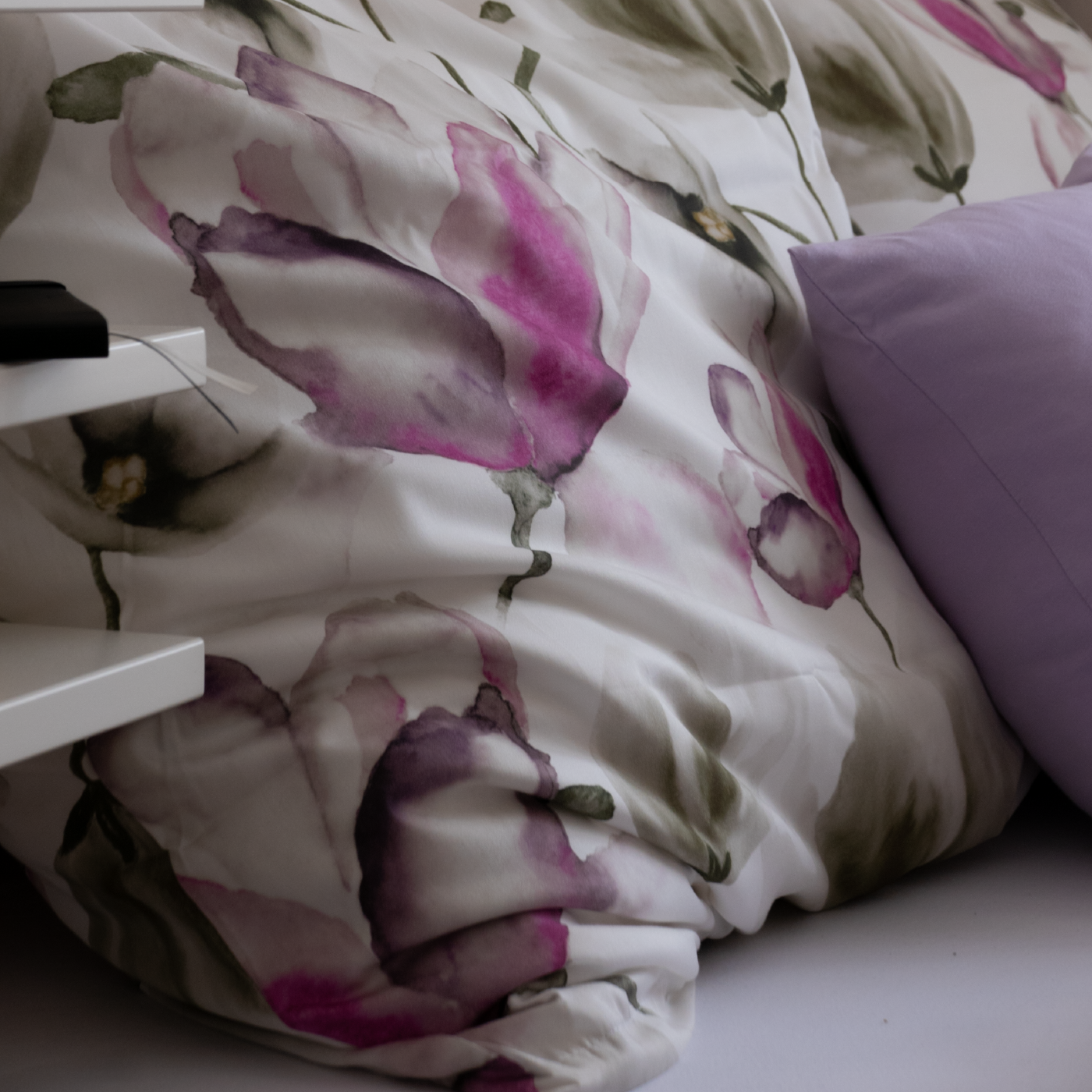 Obliečky SATÉN DESIGN magnolia biela ružová
